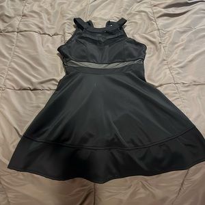 Emerald Sundae Black Dress with high neck
